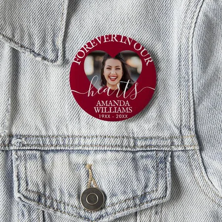 Heart Photo Memorial Design Customized Photo Printed Button Badge