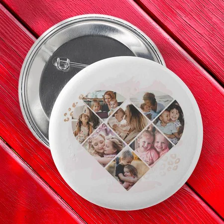 Family Photo Collage Customized Photo Printed Button Badge