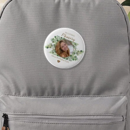 Eucalyptus Photo Memorial Design Customized Photo Printed Button Badge
