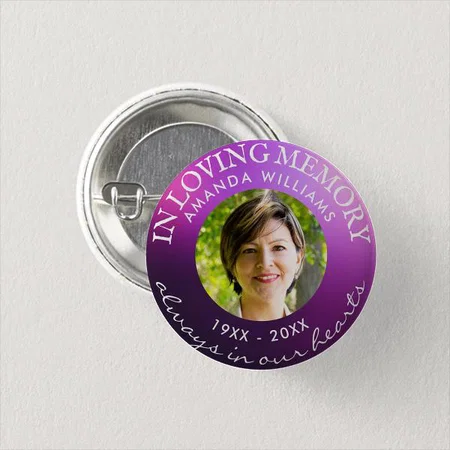 Purple Circle Frame Photo Customized Photo Printed Button Badge