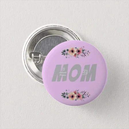 Mothers Day Lavender Floral Photo Customized Photo Printed Button Badge