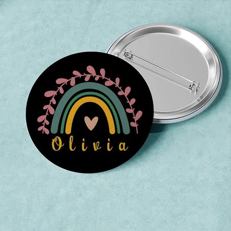 Girly Boho Rainbow Design Customized Photo Printed Button Badge