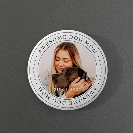 Awesome Dog Mom Classic Simple Photo Customized Photo Printed Button Badge