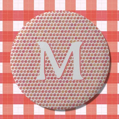 Pretty Flower Pattern Pink Monogram Customized Photo Printed Button Badge