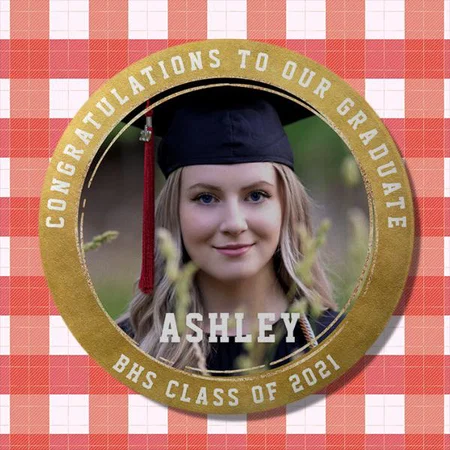 Graduate Gold Photo Frame Design Customized Photo Printed Button Badge