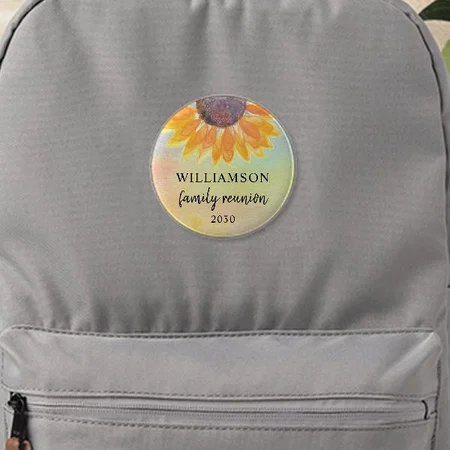 Family Reunion Sunflower Design Customized Photo Printed Button Badge