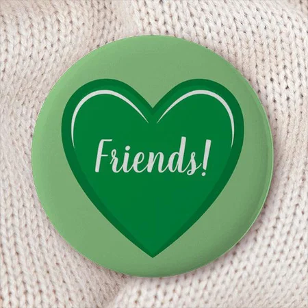 Classic Green Heart Design Customized Photo Printed Button Badge