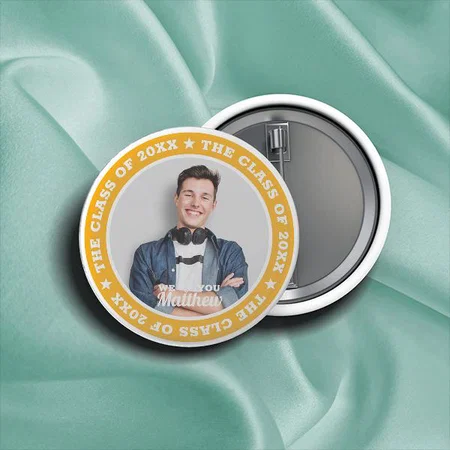 Yellow Modern Photo Customized Photo Printed Button Badge