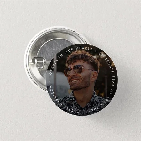 Modern Photo With Text Customized Photo Printed Button Badge