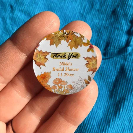 Autumn Floral Wreath Leaf Pattern Customized Photo Printed Button Badge