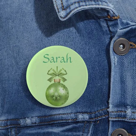 Wonderful Cool Green Christmas Ornaments Design Customized Photo Printed Button Badge