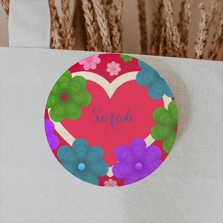 Beautiful Cool Perfect Trendy Heart Flowers Customized Photo Printed Button Badge