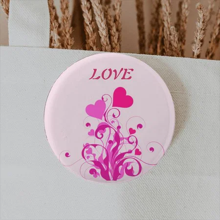 Beautiful Great Modern Pink Love Heart Customized Photo Printed Button Badge