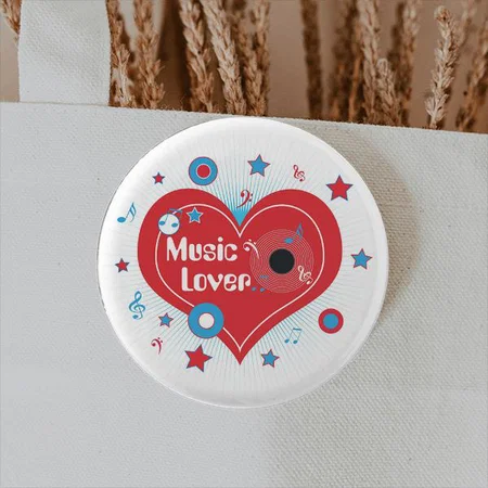 Music lover Heart Design Customized Photo Printed Button Badge