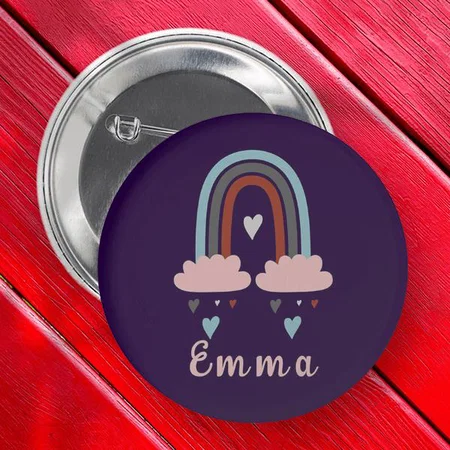 Modern Boho Rainbow Customized Photo Printed Button Badge
