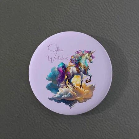Magical Unicorn Fantasy clouds Design Customized Photo Printed Button Badge