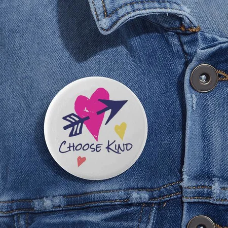 Modern Pink Heart Design Customized Photo Printed Button Badge