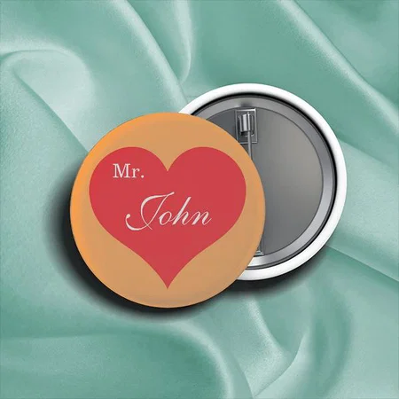 Red Heart Design Customized Photo Printed Button Badge