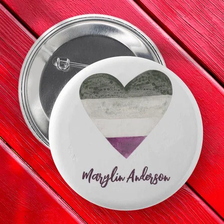 Heart Monogram Design Customized Photo Printed Button Badge