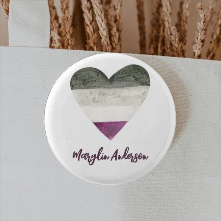Colorful Heart Design with Name Customized Photo Printed Button Badge