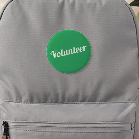 Kelly Green Volunteer Customized Photo Printed Button Badge