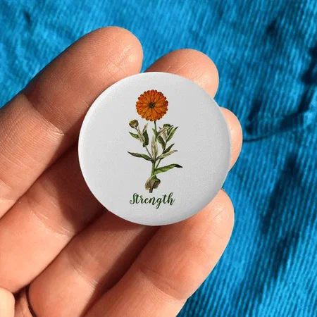 Marigold Flower Design Customized Photo Printed Button Badge