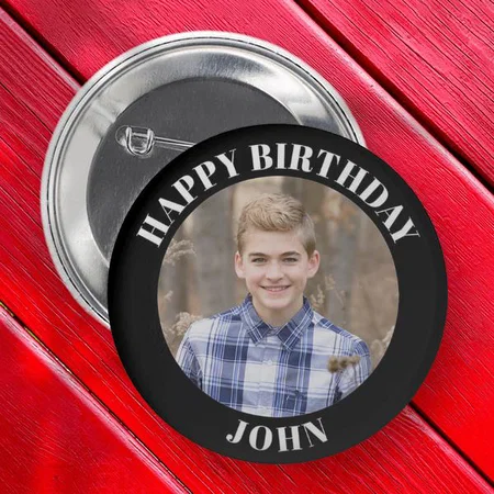 Modern Birthday Photo Customized Photo Printed Button Badge
