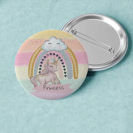Rainbow Unicorn Customized Photo Printed Button Badge