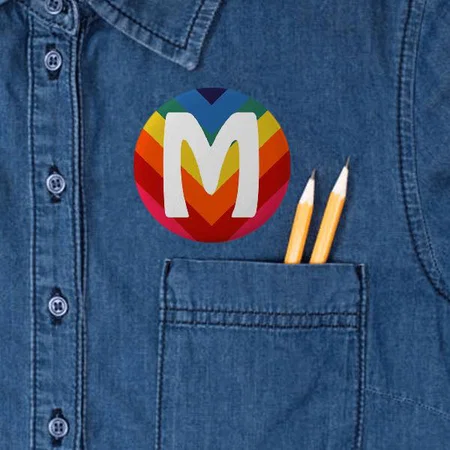 Retro Rainbow Chevron Monogram Customized Photo Printed Button Badge