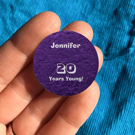20 Years Young Purple Dolls Customized Photo Printed Button Badge
