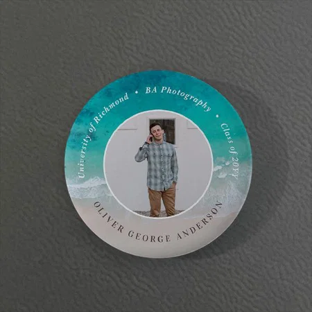 Ocean Beach Modern Photo Customized Photo Printed Button Badge