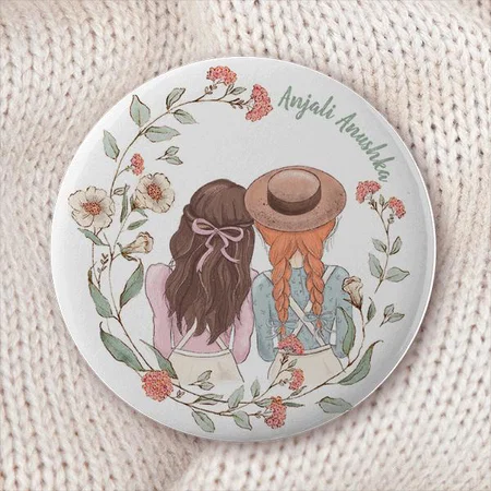 Two Girls Design Customized Photo Printed Button Badge
