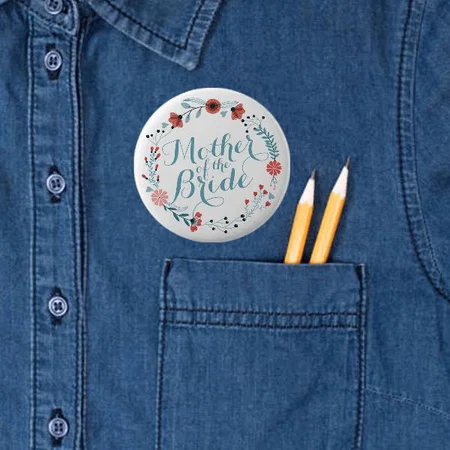 Floral Cute Wreath Design Customized Photo Printed Button Badge