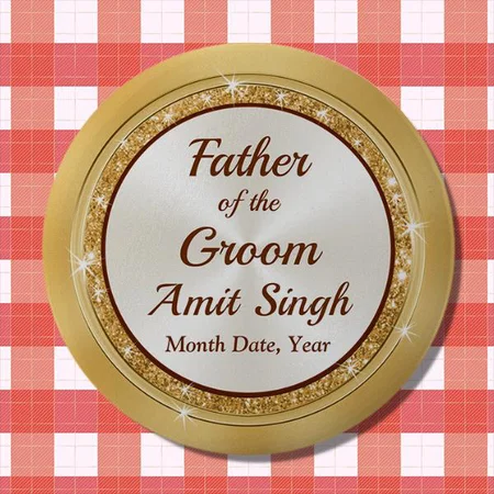 Gold Sparkle Design Customized Photo Printed Button Badge