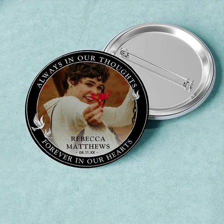 Stylish White Doves Photo Design Customized Photo Printed Button Badge