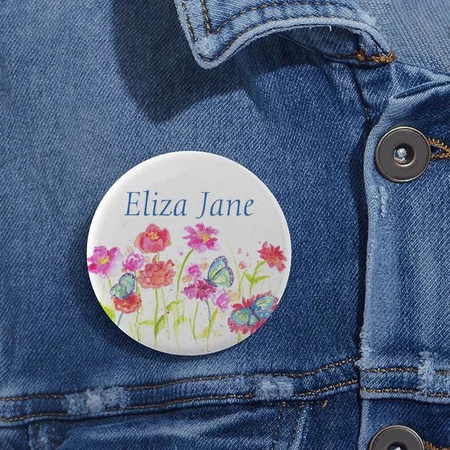 Red Poppy Flowers Design Customized Photo Printed Button Badge