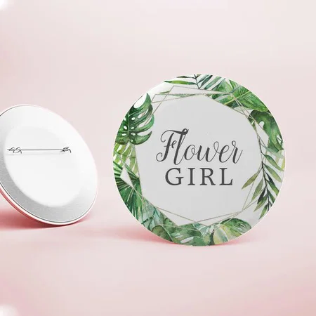 Wild Tropical Palm Flower Customized Photo Printed Button Badge