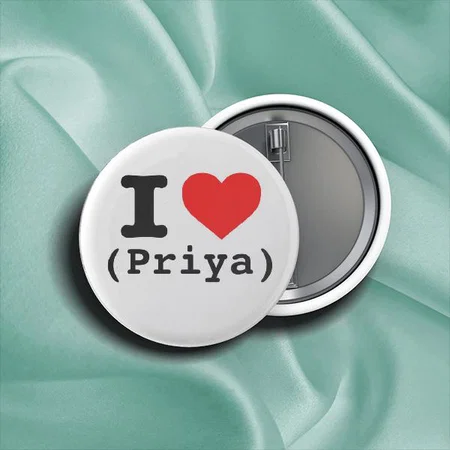Red Heart Design Customized Photo Printed Button Badge