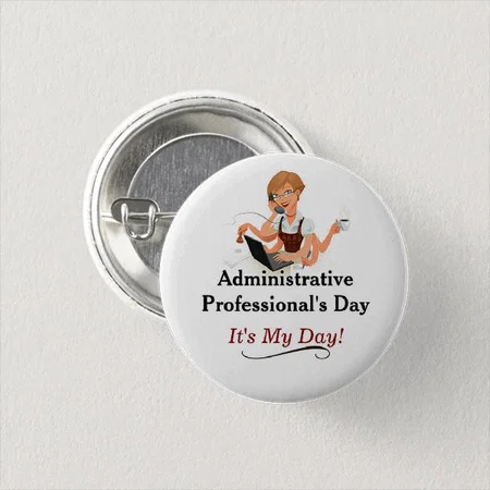 Administrative Professionals Cartoon Girl Customized Photo Printed Button Badge
