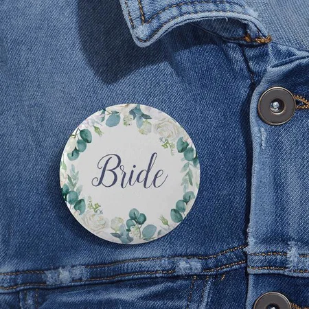 Classic White Flowers Design Customized Photo Printed Button Badge