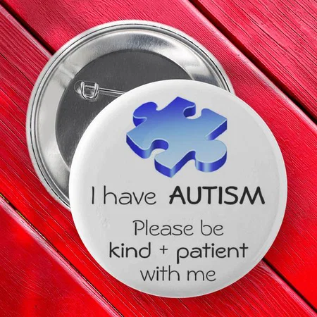 Blue Puzzle Piece Customized Photo Printed Button Badge