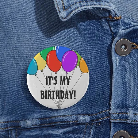 Birthday Colorful Balloons Customized Photo Printed Button Badge