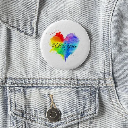 Splatter Colorful Heart Customized Photo Printed Button Badge