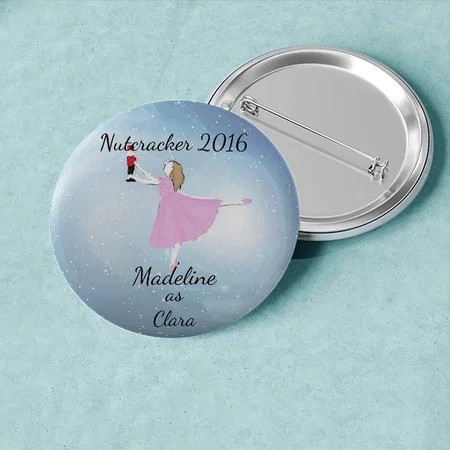 Pink Dress Princess Design Customized Photo Printed Button Badge