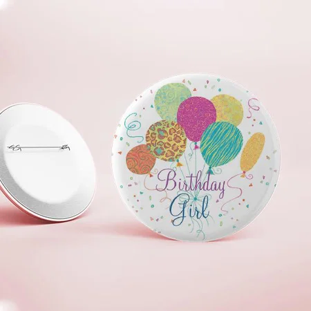 Birthday Balloons Pattern Customized Photo Printed Button Badge