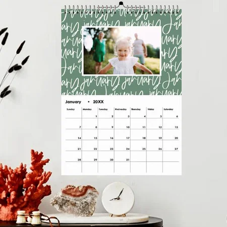 Modern Marker Pen Photo Design Customized Photo Printed Spiral Wall Calendar