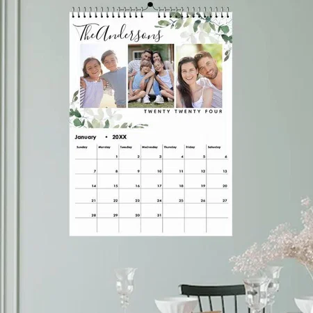 Eucalyptus Photo Collage Customized Photo Printed Spiral Wall Calendar