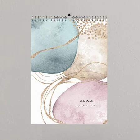 Luxury Abstract Art Design Customized Photo Printed Spiral Wall Calendar