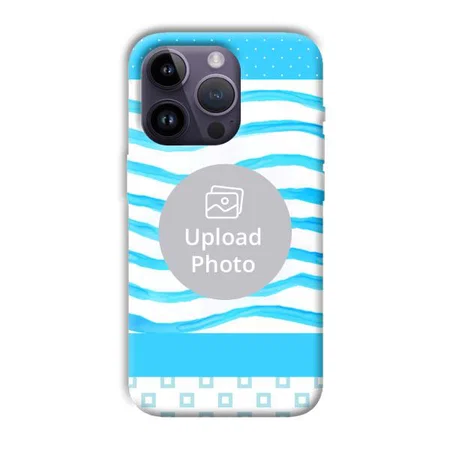 Blue Wavy Design Customized Printed Back Case for Apple iPhone 14 Pro