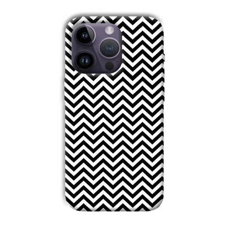 Black White Zig Zag Customized Printed Back Case for Apple iPhone 14 Pro